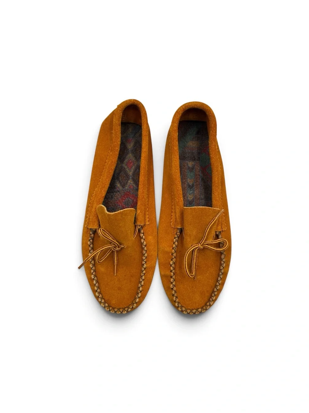Vintage 70s 80s Handmade Suede Leather Moccasins Southwestern Shoes Size 10